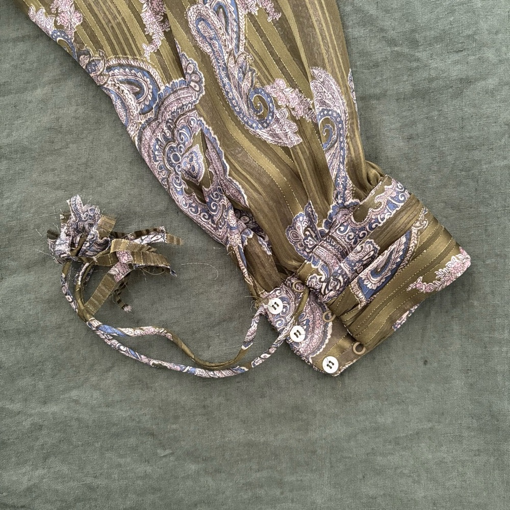 Zara Printed Multicolor Metallic Thread Paisley Print Blouse Shirt Size L NWT - Picture 12 of 14